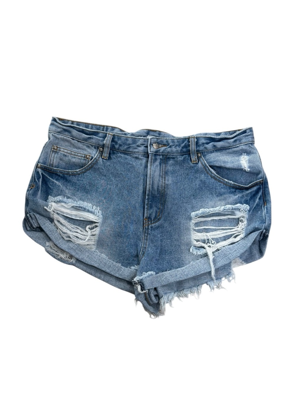 Somedays Lovin Distressed Denim Shorts medium wash Size 30